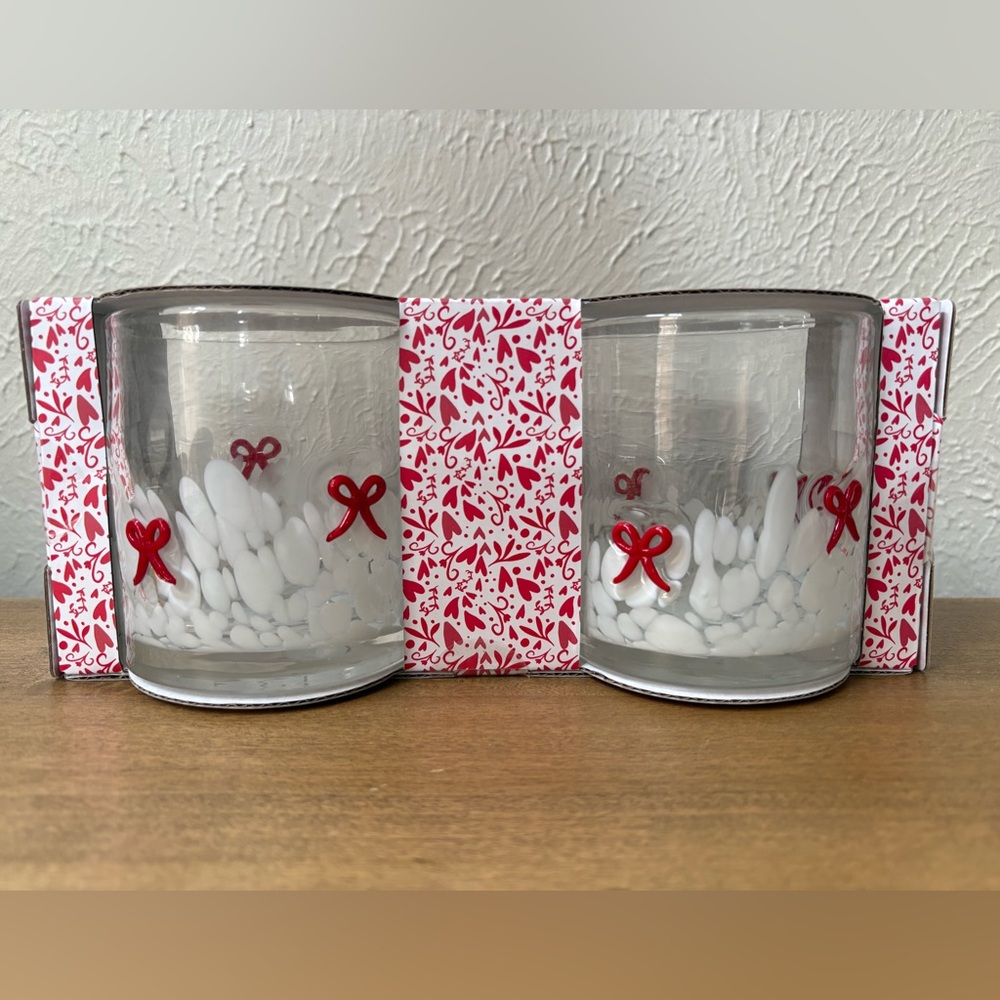 Red Christmas Bow Glass set of 2